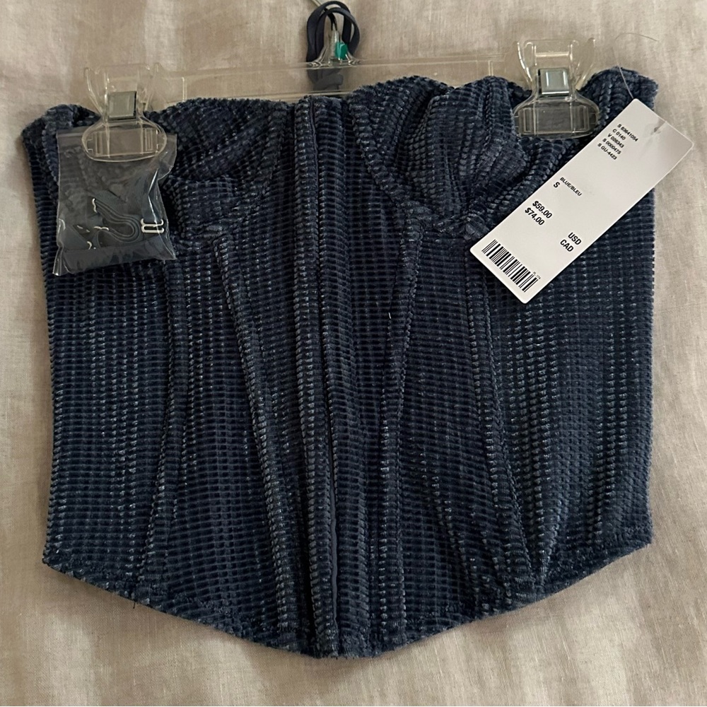 Urban Outfitters Denim Blue Velvet Corset Top